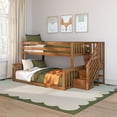 thumbnail image 1 of Twin Over Full Low Bunk With Staircase, Pecan, 1 of 13