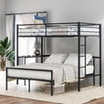 thumbnail image 1 of Twin Over Full Metal Bunk Bed with Desk, Ladder and Quality Slats for Bedroom, Full-Length Guardrail, Separable, Save Space, Metal Bunk Beds, Modern Bunk Bed, Bedroom Furniture, No Spring Needed,Black, 1 of 7