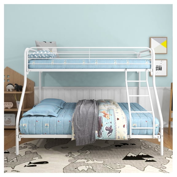 Twin-Over-Full Metal Bunk Bed, Heavy Duty Bunk Bed,Easy Assembly with Enhanced Upper-Level Guardrail