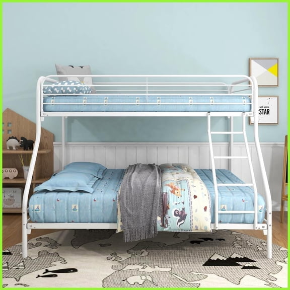 Twin-Over-Full Metal Bunk Bed - Heavy Duty, Noise-Free, No Box Spring Needed, Easy Assembly, White