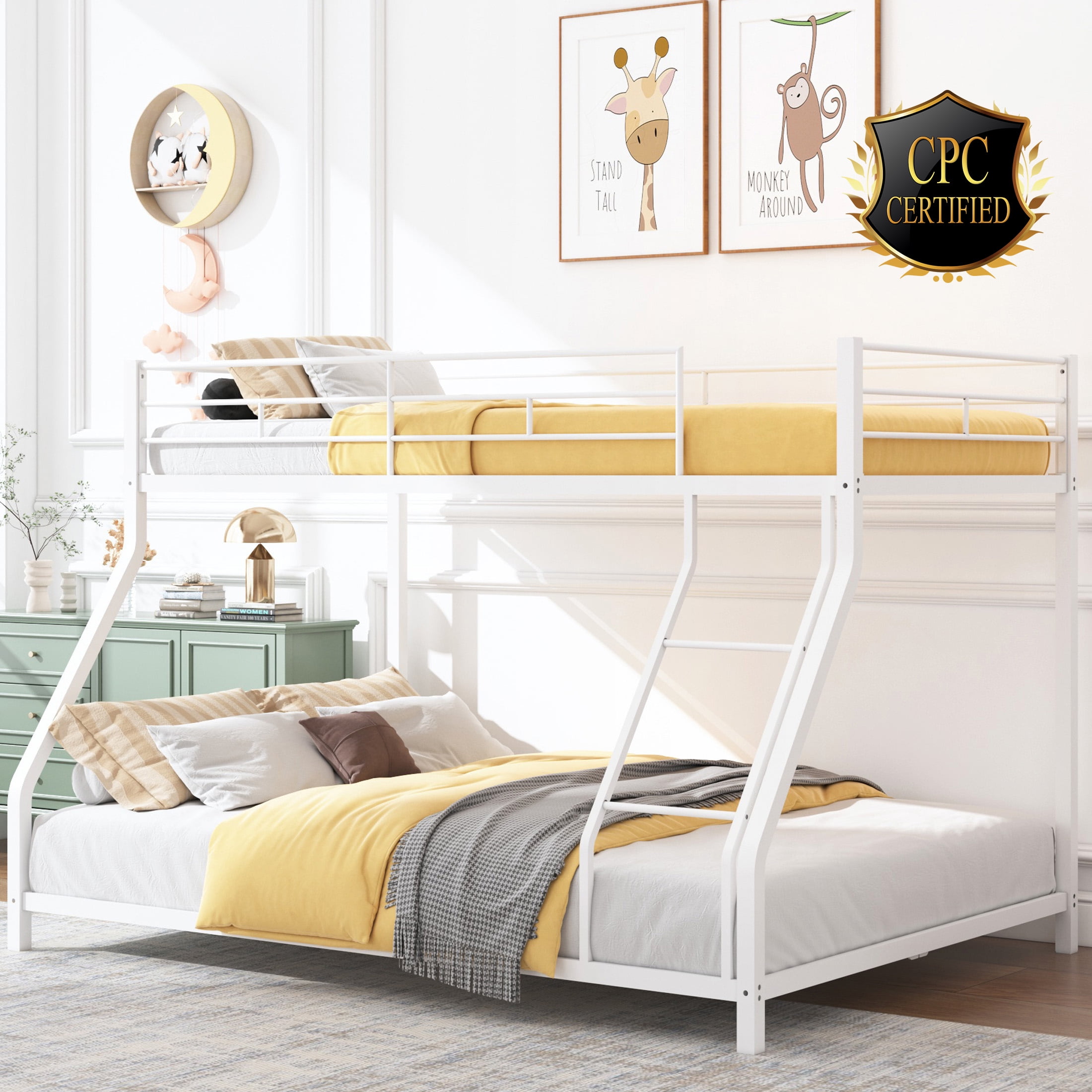 BTMWAY Twin Over Full Metal Bunk Bed for Kids, Adults, & Teens, Heavy