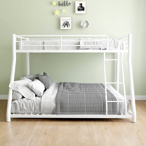 Twin Over Full Metal Bunk Bed - Secure Side Rails - Bedroom Space - Prevents Accidental Falls