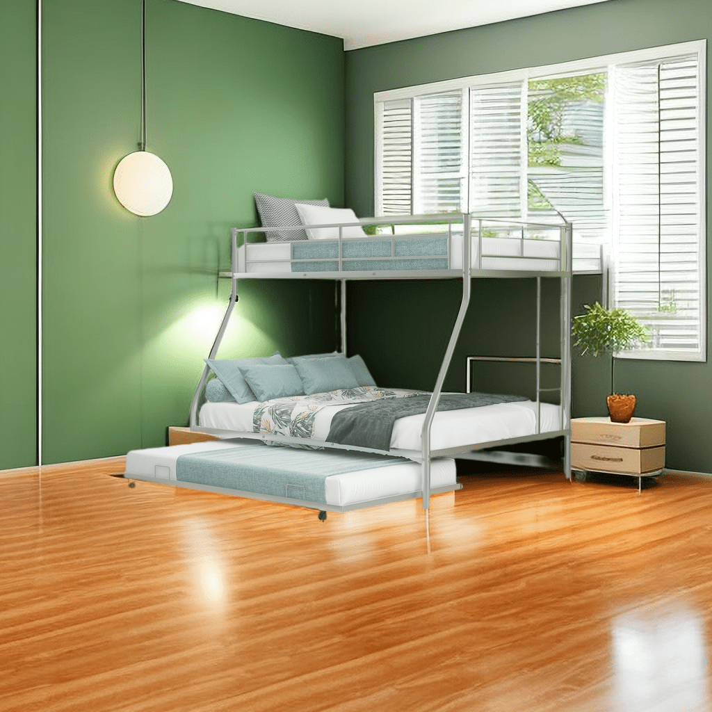 Twin Over Full Triple Bunk Bed with TrundleTriple Bunk Beds, Sturdy