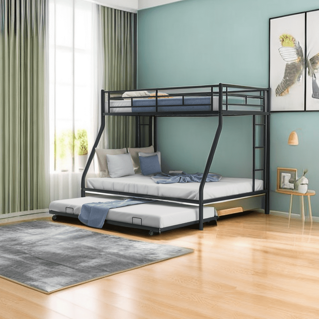 Twin Over Full Triple Bunk Bed with TrundleTriple Bunk Beds, Sturdy