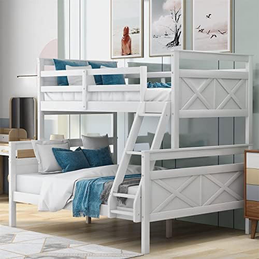 TwinOverFull Wooden Bunk Bed with Two Storage Drawers Ladder and