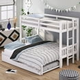 thumbnail image 1 of Triple Tree Kids Modern Wood Twin Over King Bunk Bed with Trundle, White, 1 of 6