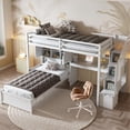 thumbnail image 1 of Twin Over Loft Bed In White With Built-in Desk And Storage Space Including Desk, Shelf Staircase Setup, 1 of 7