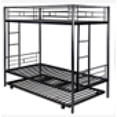 thumbnail image 1 of Twin Over Twin Metal Bunk Bed with Trundle Heavy Duty Twin Size Metal Bunk Beds Frame with 2 Side Ladders Convertible Bunkbed with Safety Guard Rails,No Box Spring Needed (Black/Silver), 1 of 5