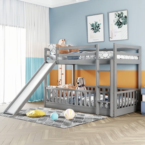 Twin Over Twin Bunk Bed - Gray | Max Space & Safe