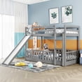 thumbnail image 1 of Twin Size Wood Platform Bed Frame with Slide and Ladder, No Box Spring Needed, Gray, Bedroom, 1 of 18