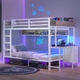 thumbnail image 1 of AOGLLATI Twin Over Twin Bunk Beds with Bedside Storage & LED Lights for Teens Loft Bed with Desk and Storage Drawers White, 1 of 14