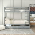 thumbnail image 1 of Twin-Over-Twin Bunk Bed with Ladders and Two Storage Drawers (Gray), 1 of 13