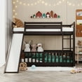 thumbnail image 1 of Twin Over Twin Bunk Bed with Slide and Ladder, Espresso, 1 of 13