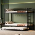 thumbnail image 1 of Twin Over Twin Bunk Bed with Trundle, LEGAHOME White Metal Bunk Bed For Teens, Heavy Duty Convertible BunkBeds for 350lbs Weight Capacity, Black, 1 of 9