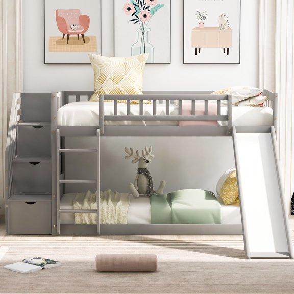 Twin-Over-Twin Design - Full-Length Guardrail on Upper Bed - In Safe Sleep Bedrooms - Protects During Sleep