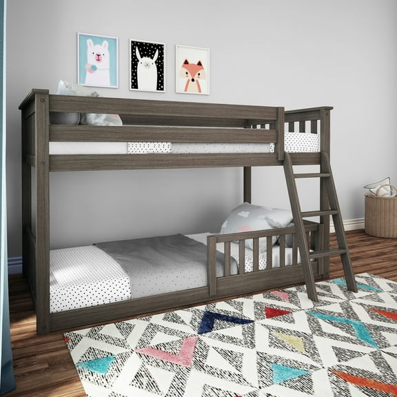 Twin Over Twin Low Bunk With Single Guard Rail, Clay