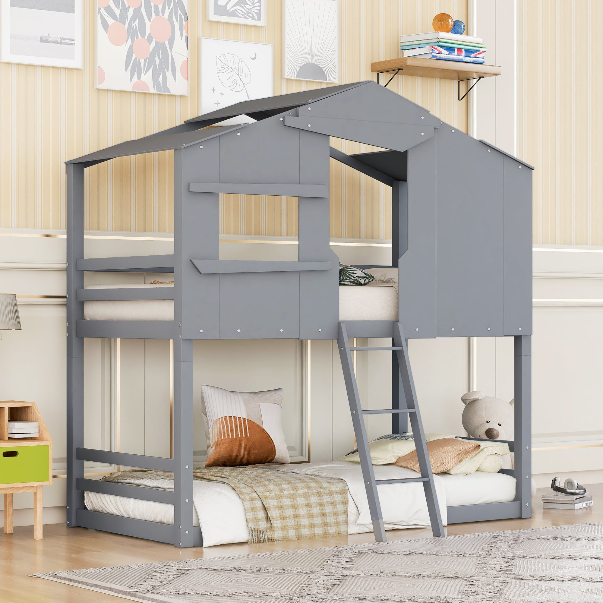 https://i5.walmartimages.com/seo/Twin-Over-Twin-Low-Solid-Wood-House-Bunk-Bed-with-Fence-and-Ladder-Reinforced-Structure-for-Toddler-Kids-Teens-Space-Saving-Design-Gray_48a99076-3f1c-4a38-8c28-146de2d4c6b4.ea88918e98a144c64529a07811828127.jpeg
