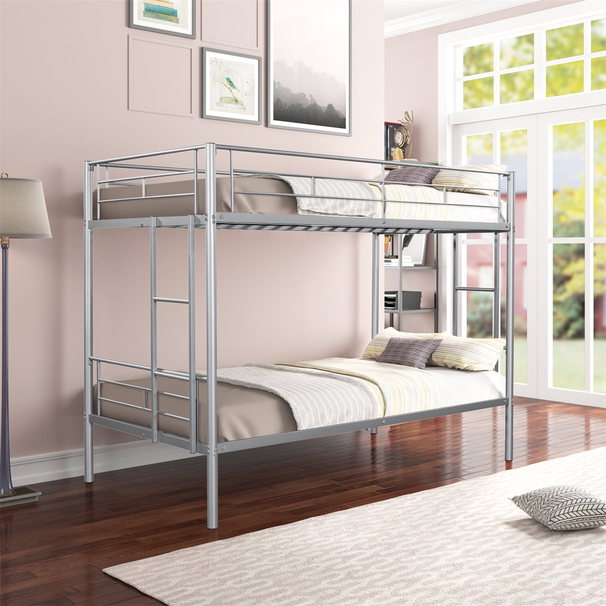 TwinOverTwin Metal Bunk Bed Heavy Duty Bunk Bed Frame Bunk Beds with