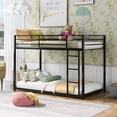 thumbnail image 1 of Twin Over Twin Metal Bunk Bed,Low Bunk Bed Twin Over Twin with Ladder,Modern Stylish Bunk Bed Frame Black, 1 of 7