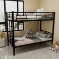 thumbnail image 1 of Twin Over Twin Metal Bunk Bed Metal Structure Bedframe with Ladders & Guardrail,Convertible 2 Beds,No Spring Box Required, 1 of 6