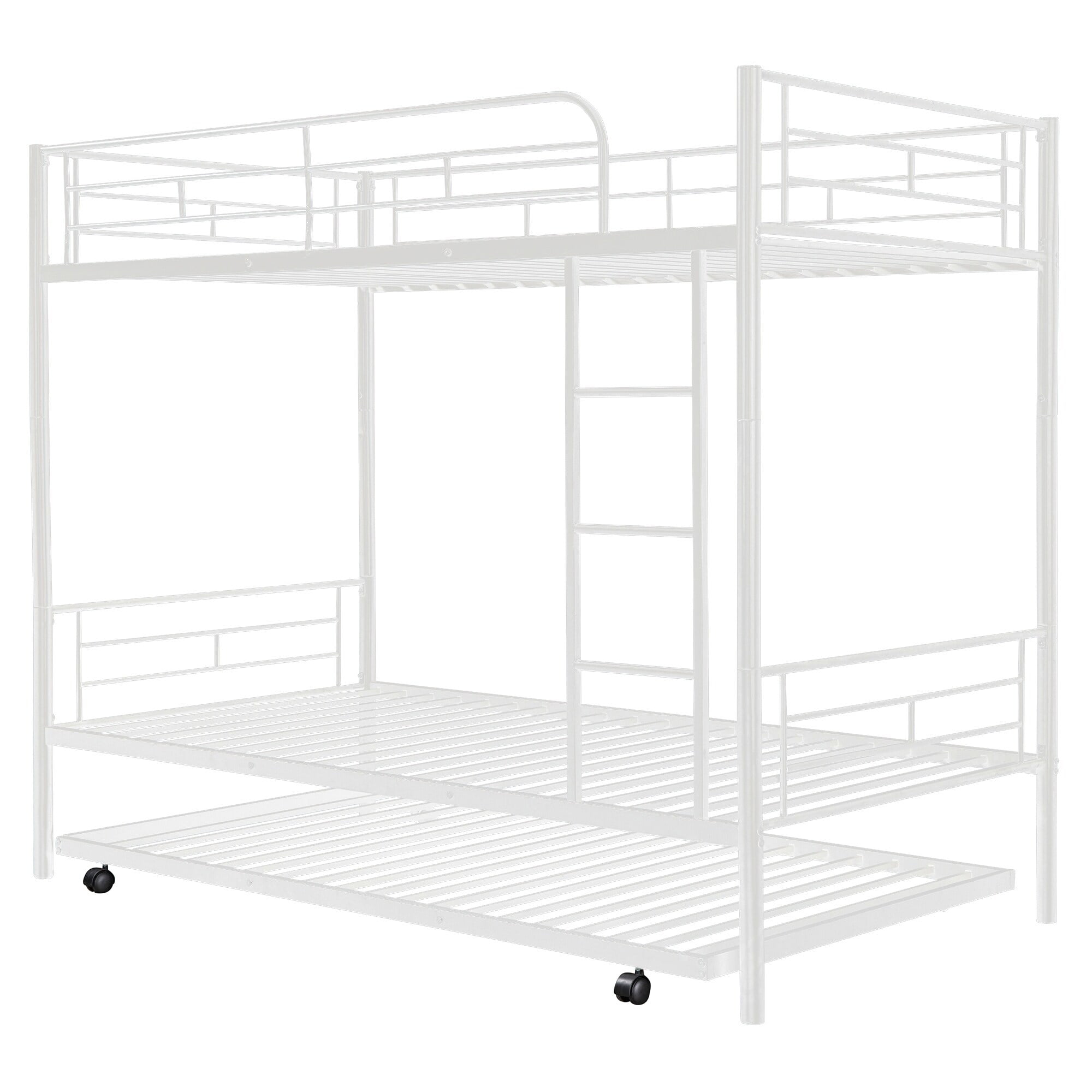 TwinOverTwin Metal Bunk Bed With Trundle,Can be Divided into two beds