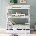 thumbnail image 1 of Harper & Bright Designs Twin-Over-Twin-Over-Twin Bunk Bed, Twin Size Wooden Triple Bunk Bed with Two Drawers, Detachable Bunk Bed Can be Converted Into Bunk Bed w/Platform Bed or 3 Platform Beds, 1 of 15