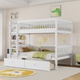 thumbnail image 1 of Twin-Over-Twin Wood Bunk Bed Convertible into 2 Platform Beds, Kids Storage Bed Frame with 2 Drawers, Ladder & Safety Guardrails, 1 of 8
