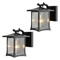 thumbnail image 1 of Twin Pack - 73475 Oil Rubbed Bronze Mission Style Outdoor Patio/Porch Wall Mount Exterior Lighting Lantern Fixtures with Clear Glass, 1 of 2