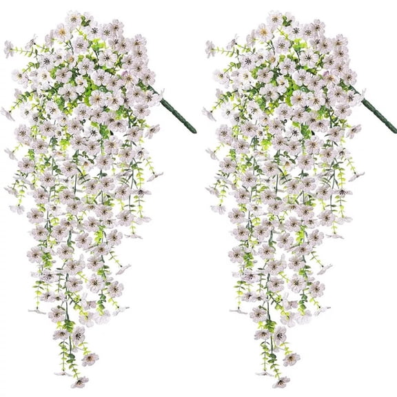 Twin Pack Artificial Hanging Plants | Silk Vine Basket | Home & Garden Decor