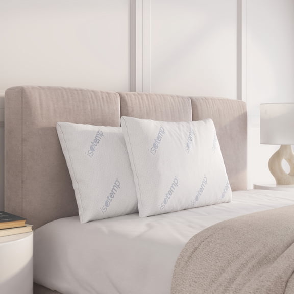 Twin Pack Bed Pillows (Set of 2)  Cooling ISOTEMP    Tech Hypoallergenic High-Loft Support