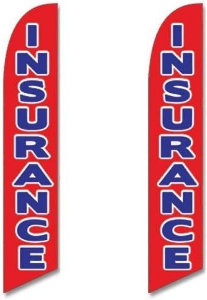 Twin Pack Full Sleeve Swooper Flags INSURANCE Red with Big Blue White ...