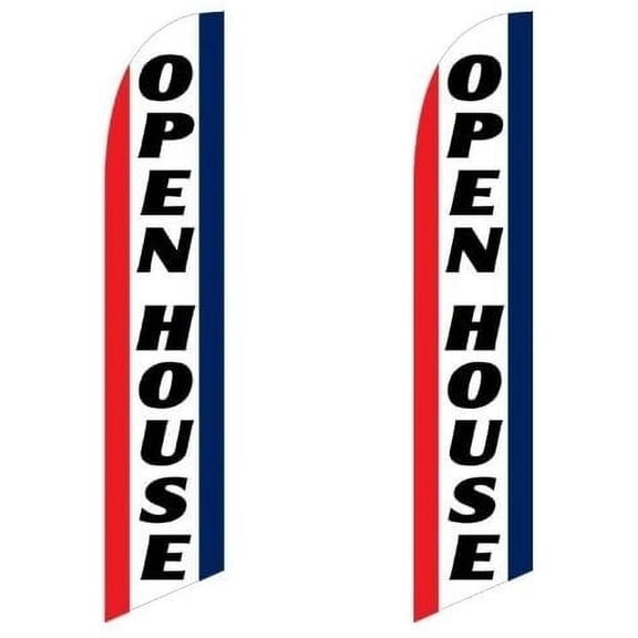 Twin Pack Full Sleeve Swooper Flags Open House Red White Blue Vertical, Replacement Flags Only