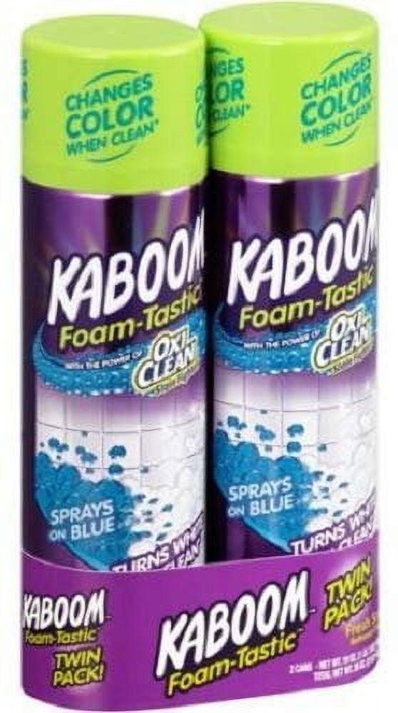 KABOOM OxiClean Foam-Tastic Foaming Bathroom Cleaner, Fresh Scent, 19 oz Spray Can, Eliminates Soap Scum, Grime and Stains (2 Pack)