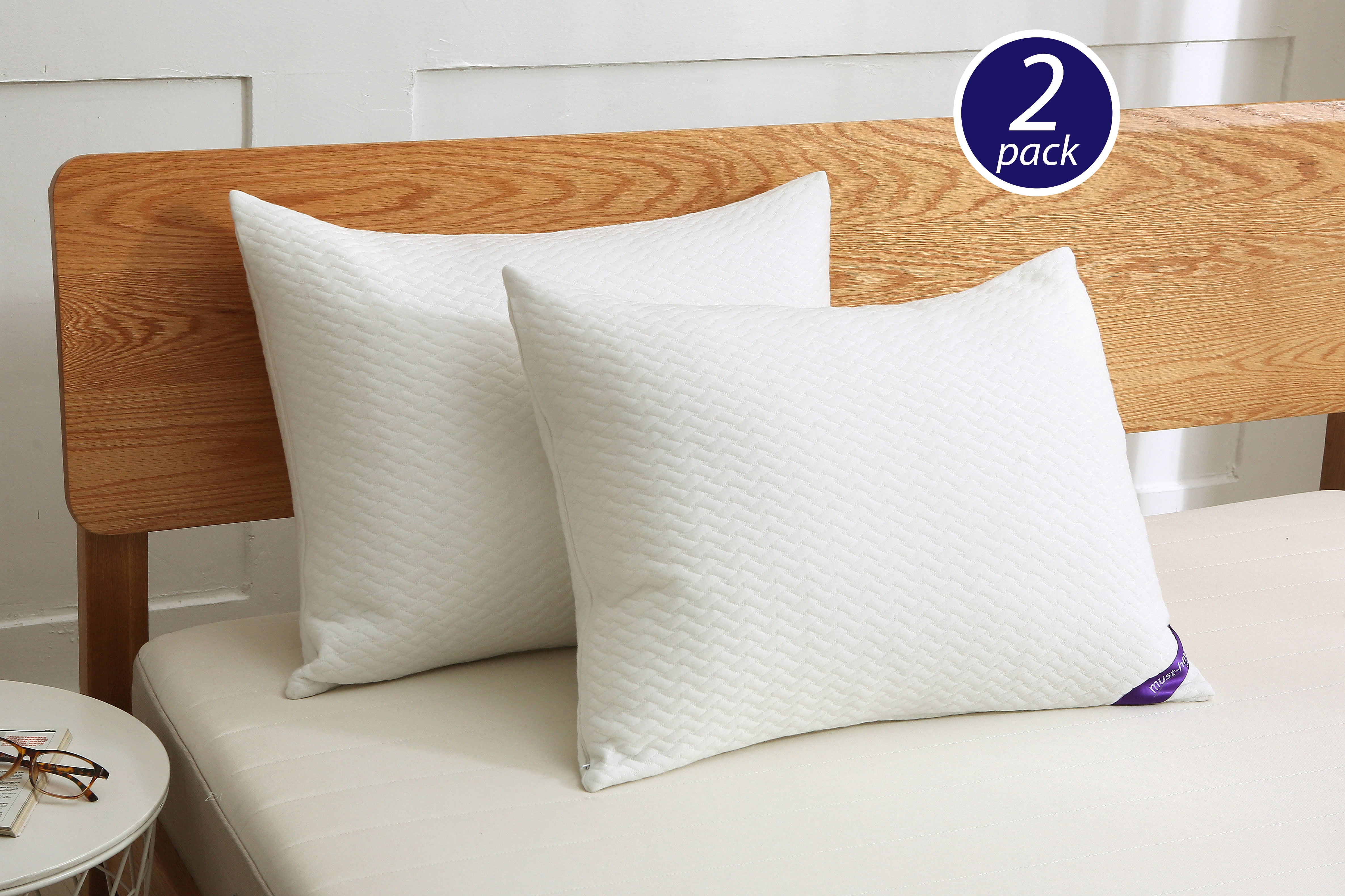 Twin Pack Nano Feather Pillow with Soft Knit Removable Cover