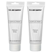 U.S. Art Supply Artists Acrylic Color Paint, Titanium White, 2 Extra-Large 120ml Tubes - Professional Grade, Excellent Tinting Strength, Mixable - Portrait Painting, Canvas, Wood - Student, Beginner