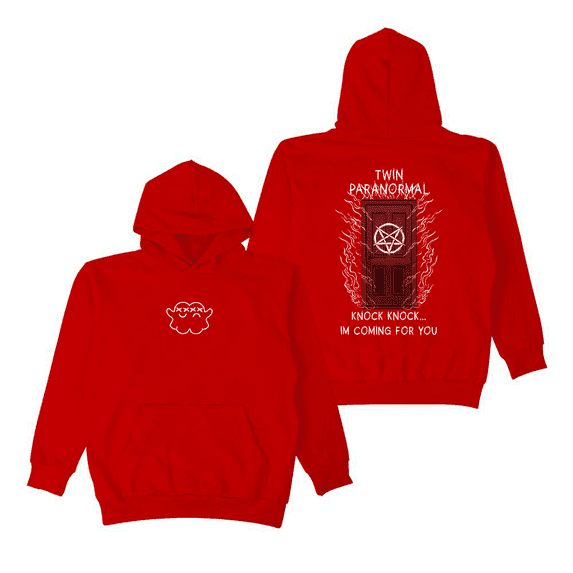 Twin Paranormal Door to Hell Merch Hoodie - Unisex Cotton Long Sleeve Pullover, Hooded Casual Streetwear Sweatshirt for Men Women,S,red