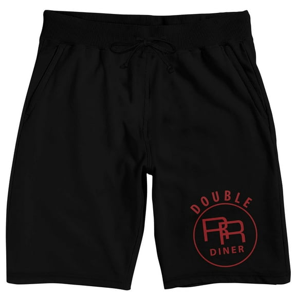 Twin Peaks (1990) Double RR Diner Logo Men's Black Lounge Shorts-XL