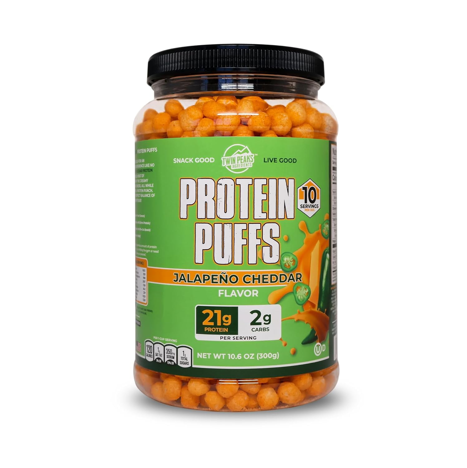 Twin Peaks Protein Puffs, Keto Friendly, Jalapeno Cheddar (10.6 oz