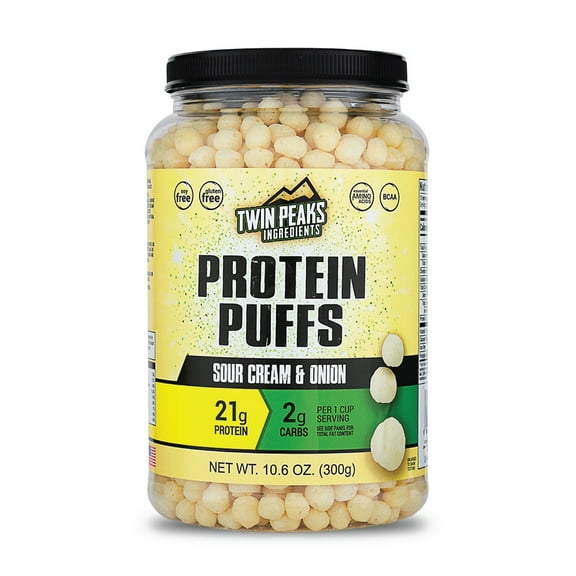 Twin Peaks Ingredients Protein Puffs, Low Carb Keto Friendly Protein Snacks, Sour Cream & Onion (10.6 Ounce)
