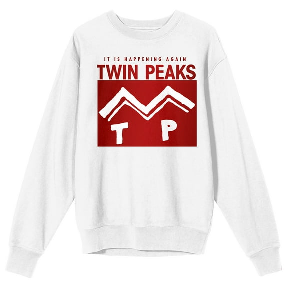 Twin Peaks It Is Happening Again Adult White Crew Neck Sweatshirt-XXL
