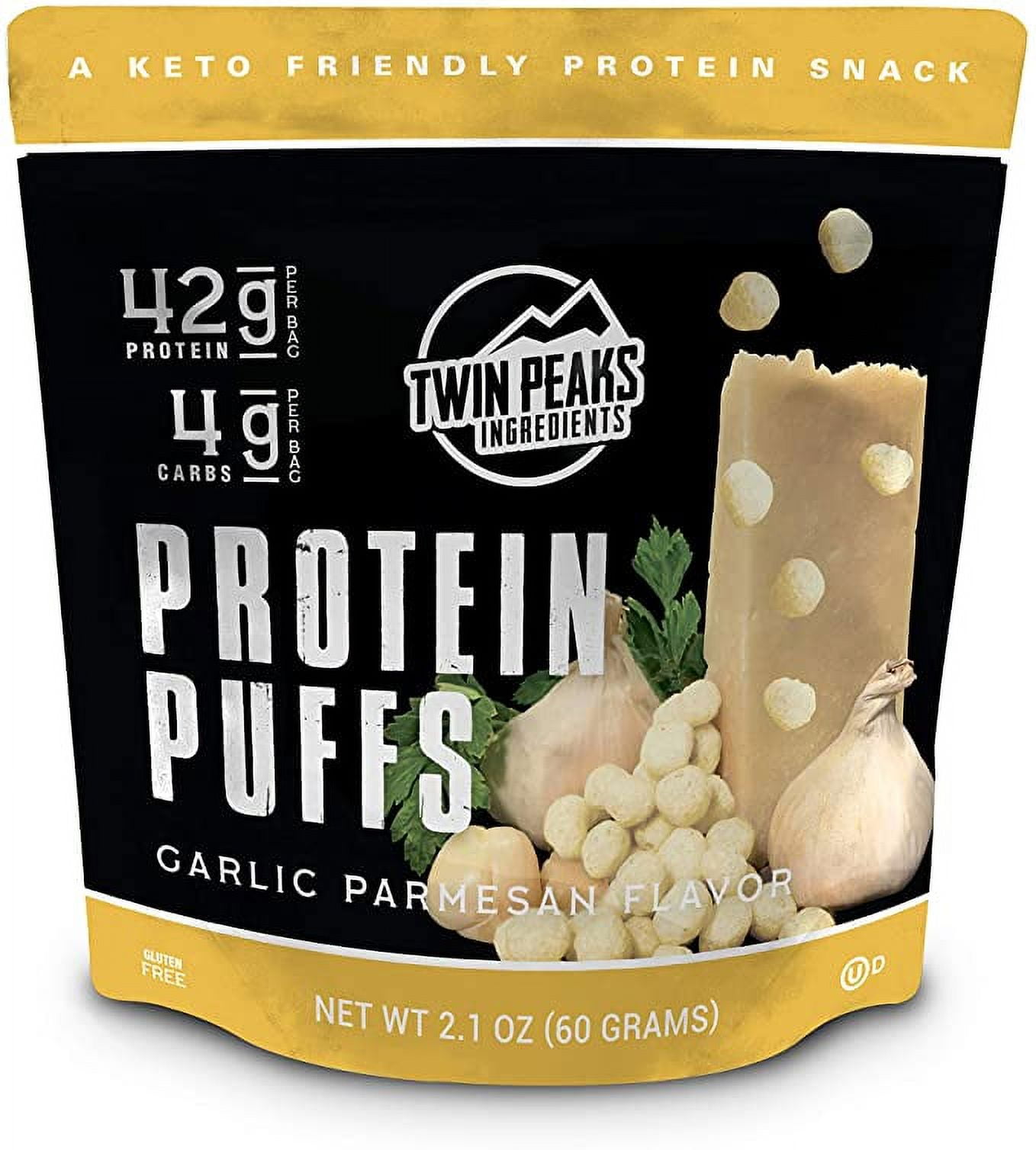 Twin Peaks Low Carb, Keto Friendly Protein Puffs, Garlic Parmesan 2