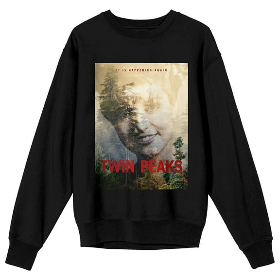 Twin Peaks Poster Art Adult Black Crew Neck Sweatshirt-Medium