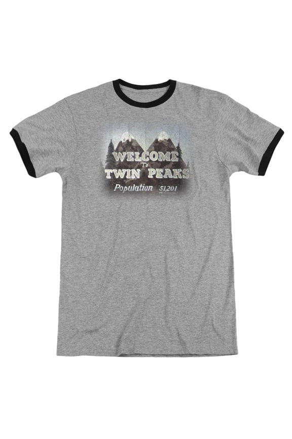 Twin Peaks Welcome To Adult Ringer T-Shirt Heather Black