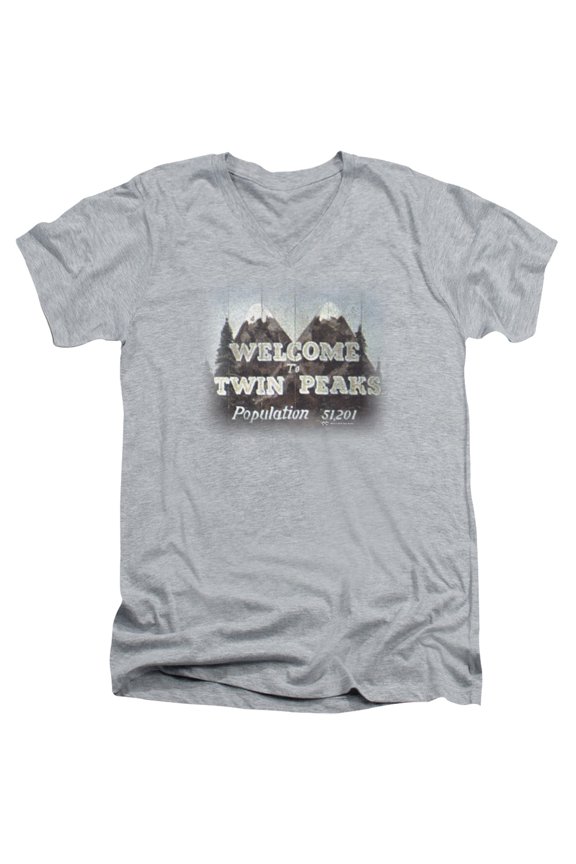 Sportswear SHO574-AV-1 Twin Peaks Welcome To Adult Slim Fit V-Neck Cotton T-Shirt, Athletic Heather - Small