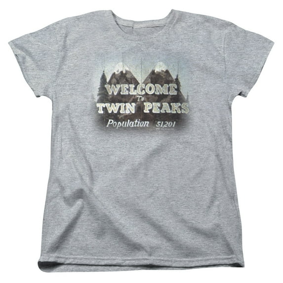 Trevco Sportswear SHO574-WT-3 Twin Peaks Welcome To Womens Short Sleeve T-Shirt, Athletic Heather - Large