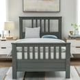 thumbnail image 2 of Twin Size Wooden Platform Bed Frame With Headboard And Footboard – White, Mid-Century Modern 2 of 5