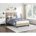 thumbnail image 1 of 1pc Twin Platform Bed in Light Brown Velvet with Adjustable Height Headboard & Button Tufting, Solid Wood Construction, 1 of 8