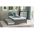 thumbnail image 1 of Twin Platform Bed with Trundle, Minimalistic Stylish Wood Bed Frame, Easy to Install,Gray, 1 of 7