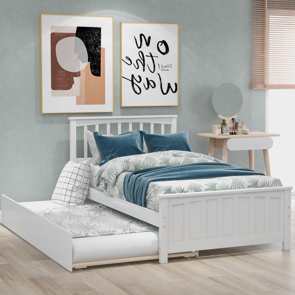 Twin Bed - Strong Slats Support - Family Bedroom - Long - Lasting Bed Frame