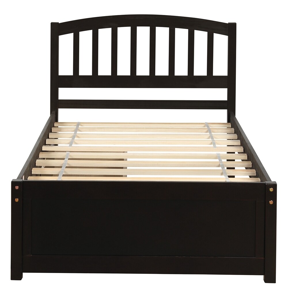 Twin Platform Storage Bed Wood Bed Frame with Two Drawers and Headboard ...